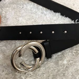 Cute black belt with silver toned buckle